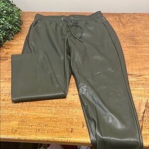 Women’s Loft Faux Leather Olive Green Pants